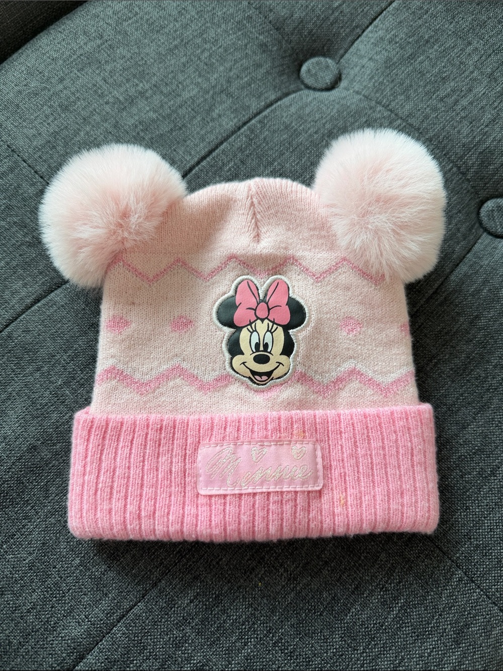 Disney Pink Minnie Mouse Pom Pom Knit Hat